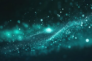 Glowing abstract technology dark background teal blue green black color grainy texture gradient web header banner design, copy space --ar