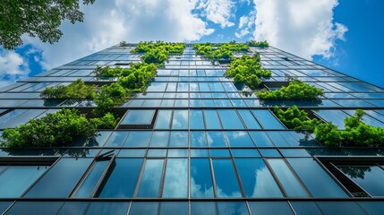 Sustainable Modern Skyscraper with Lush Vertical Gardens - A Breathtaking Architectural Masterpiece