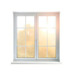 White-framed double-pane window with grid pattern
