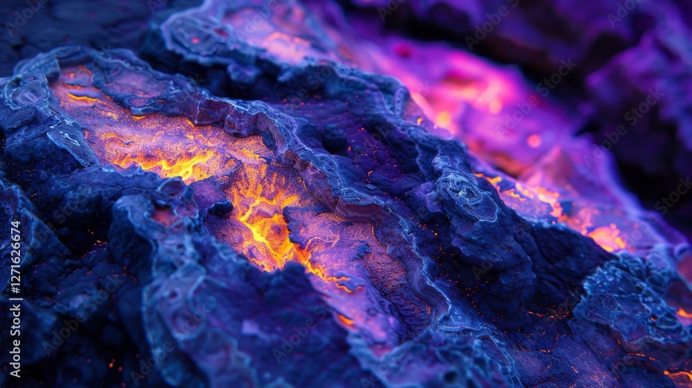 Fototapete glowing minerals display a range of vivid colors and intricate textures, illuminated by ambient ligh