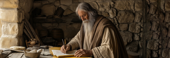 Fototapeta premium the prophet Isaiah in a modest, ancient Jerusalem house.