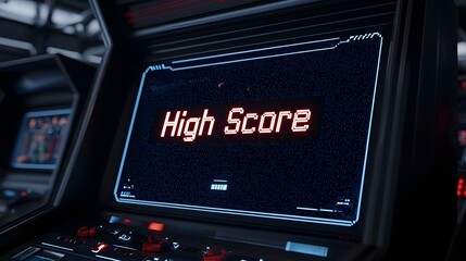 Neon Glowing Animation of High Score Screen in Futuristic Arcade Setting