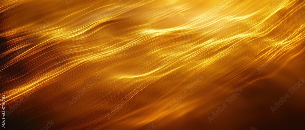 Poster wavy golden abstract background for design, texture, or art projects featuring smooth light patterns