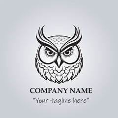 Head of Owl logo company design vector illustration