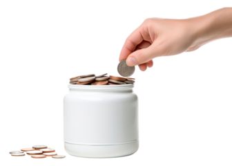 Donating money jar white background investment.