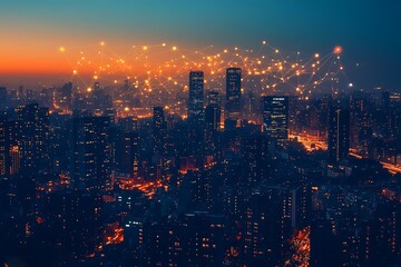 Fototapeta premium Smart city and digital transformation