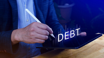 Debt growth and percentage for debt reduction concept, growth of public debt, Delve deeper the...