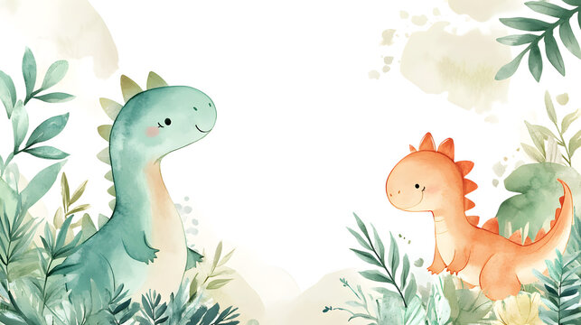 un dise&ntilde;o creativo de dinosaurios bebe en colores tenues adorables y tierna para festejo de baby shower o celebracion de cumplea&ntilde;os para invitacion