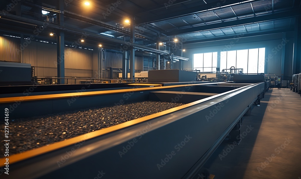 Poster photo of a modern recycling plant showcasing advanced automation technology and sustainable practice