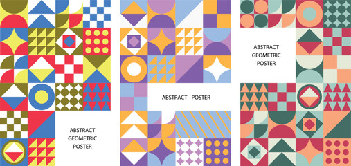 Obraz premium Set of modern colorful abstract geometric posters.