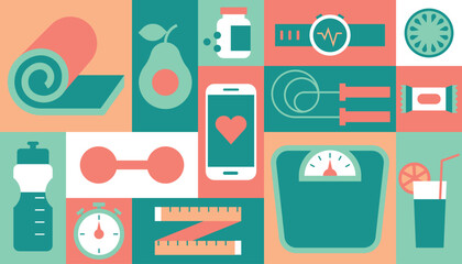 Geometric background fitness sport healthy life vector