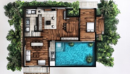 Tropical House Architectural Design Floor Plan With Pool