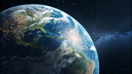 Obraz premium Stunning Earth from Space: Exploring the Blue Planet’s Beauty in the Vast Universe