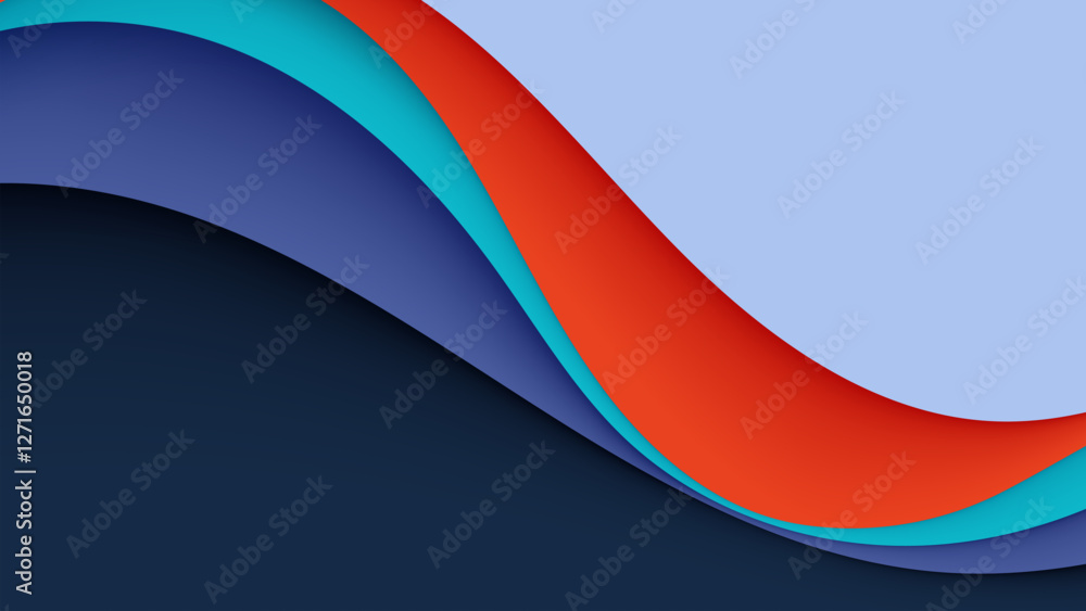 Poster colorful layered waves in vibrant hues creating a dynamic abstract background for design use