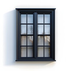 Obraz premium Stylish and Functional Black Framed Modern Window on Pristine White Background