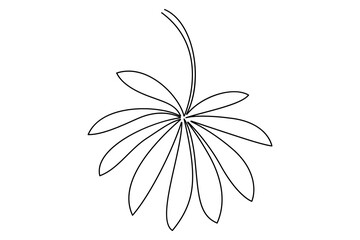 Continuous single Line Drawing Of a Leaf Editable Stroke outline vector illustration
