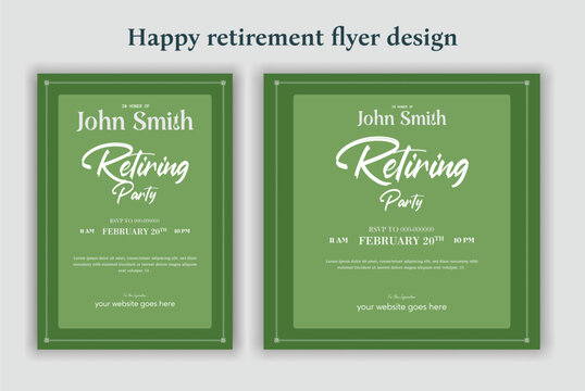 Retirement Flyer Design Template. Retirement Party Invitation Layout, square banner, and a4 poster, Retirement flyer template. Happy retirement party flyer design.