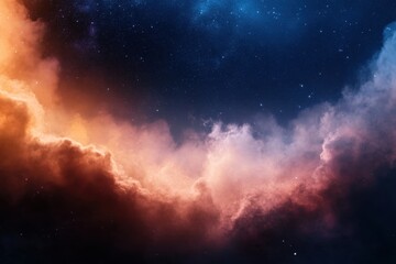 A stunning cloud formation in the night sky, bathed in orange light against a backdrop of stars