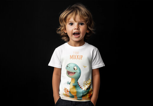Kids Apparel T-Shirt Mockup, Child Clothing Template, Toddler Outfit Design, Baby Fashion Tee, Customizable Youth Garment