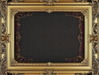 Luxurious Vintage Gold Photo Frame Collection with Ornate Decorative Borders and Intricate Corner Accents for Elegant Art and Design Projects