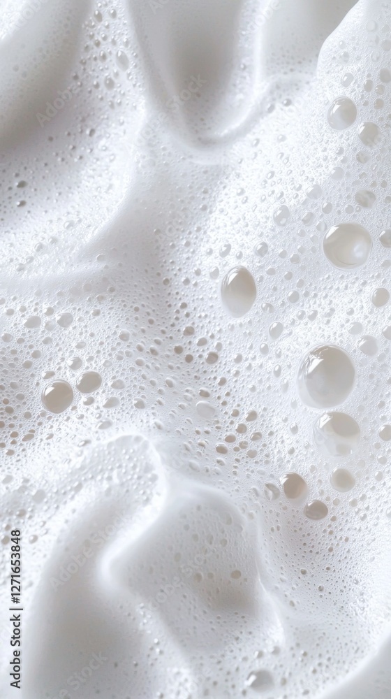 Aufkleber soap foam spreads across a smooth surface, adorned with tiny bubbles glistening under soft light. th