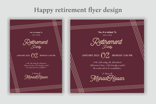 Retirement Flyer Design Template. Retirement Party Invitation Layout, square banner, and a4 poster, Retirement flyer template. Happy retirement party flyer design.