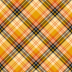 Seamless pattern with magical yellow, orange, white and black colors for plaid, fabric, textile, clothes, tablecloth and other things. Vector image. 2