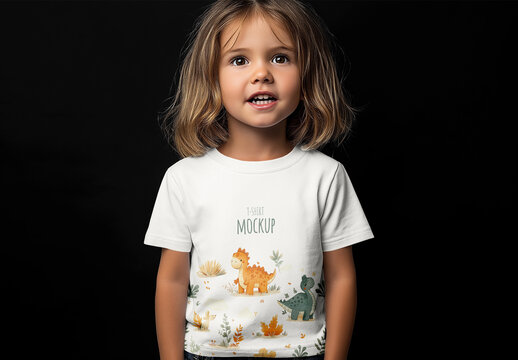 Kids Apparel T-Shirt Mockup, Child Clothing Template, Toddler Outfit Design, Baby Fashion Tee, Customizable Youth Garment