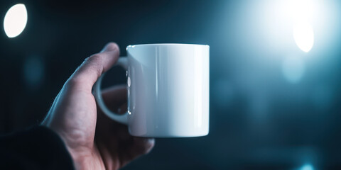 A Minimalist White Mug: Perfect for Enjoying Your Favorite Morning Beverage in a Cozy Atmosphere