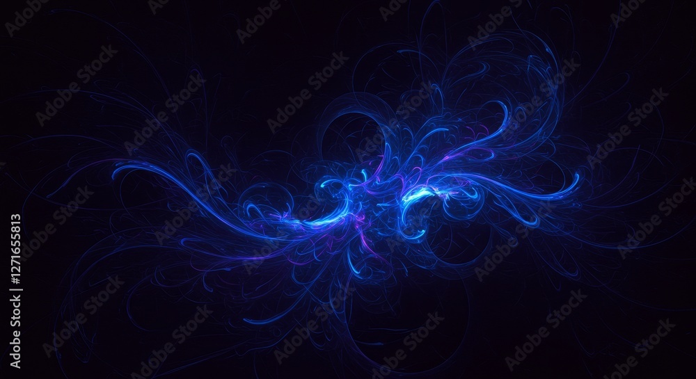 Poster abstract blue energy flow - intricate blue energy swirls and flows against a dark background, creati