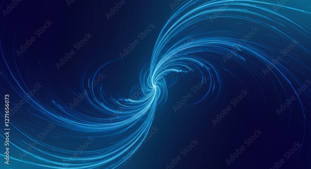 Poster abstract blue swirl design - dynamic abstract featuring a swirling blue light pattern on a dark blue