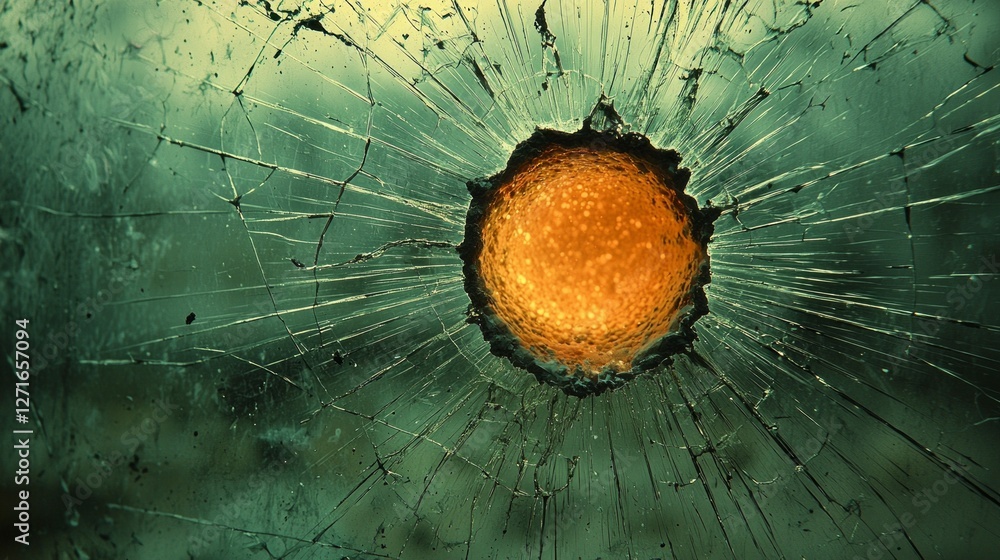 Poster in vast empty void glowing singularity radiates infinite energy surrounded tiny fractures representi