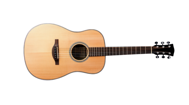 A guitar with a black pickguard and a black headstock