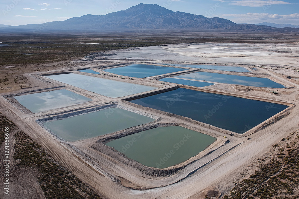 Aufkleber aerial view of lithium mining ponds. lithium mining