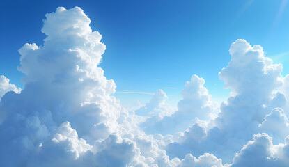 Ultra High-Resolution Image of a Beautiful Sky with Fluffy Cumulus Clouds in Clear Atmosphere
