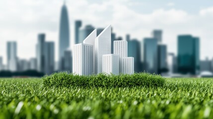 Obraz premium Eco-conscious smart cities with blockchain-based carbon trading systems, futuristic green business model