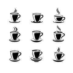 coffee cup set simple vector logo