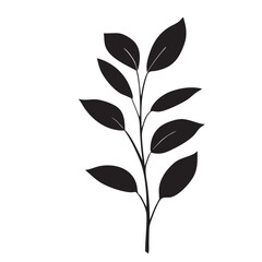 Small leaf plant silhouette pattern wallpaper. Black and white. minimal artwork. simple template. tattoo design. card and package. Vector illustration.