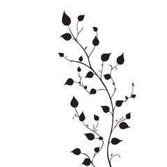 Small leaf plant silhouette pattern wallpaper. Black and white. minimal artwork. simple template. tattoo design. card and package. Vector illustration.
