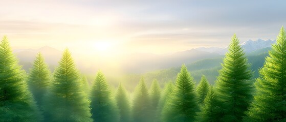 Fototapeta premium A beautiful mountain range with a bright sun shining on it
