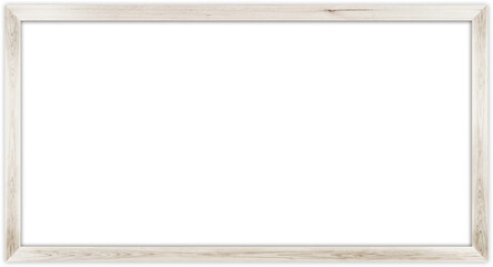 Natural White Wood Photo Frame Isolated on Transparent Background