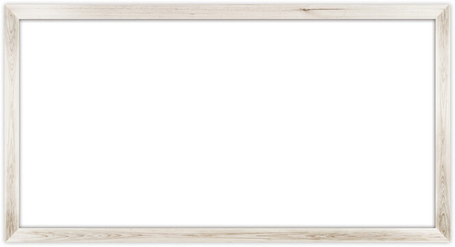 Natural White Wood Photo Frame Isolated on Transparent Background