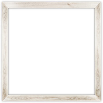Natural White Wood Photo Frame Isolated on Transparent Background