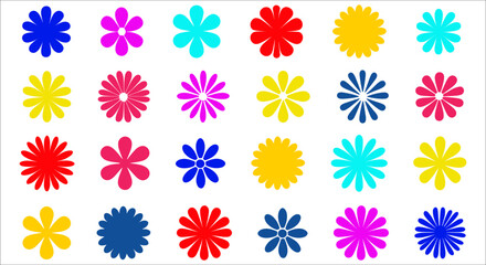 Decorative colorful flower vector collection, Colorful abstract flower vector set,
Geometric abstract floral design icons, Set of abstract floral vector design elements, Flat floral elements vector