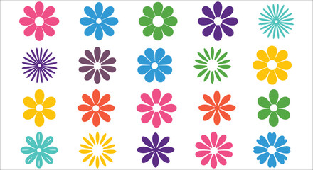 Decorative colorful flower vector collection, Colorful abstract flower vector set,
Geometric abstract floral design icons, Set of abstract floral vector design elements, Flat floral elements vector