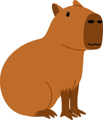 cute brown capybara character illustration