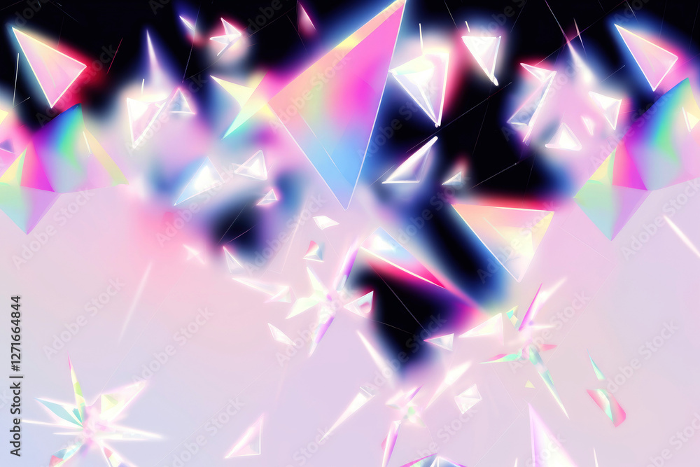 Aufkleber colorful abstract geometric shapes with prism effect create vibrant and dynamic visual. image featur