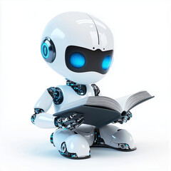 cute AI robot isolated on white background Generative ai