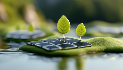 AI-managed solar farms generating decentralized energy, futuristic green-tech finance