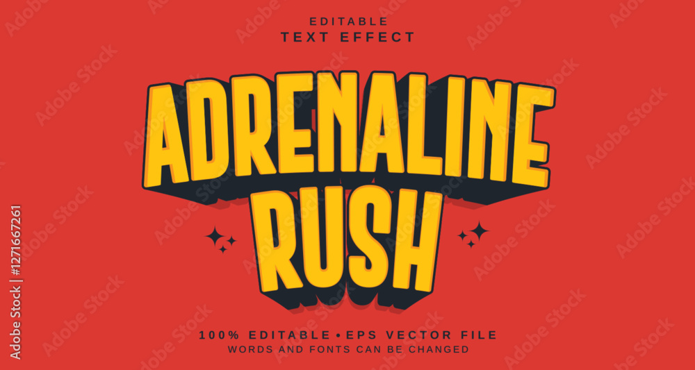 Poster editable text style effect - adrenaline rush text style theme.